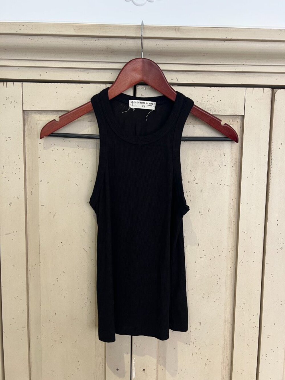 ELECTRIC & ROSE Ribbed High Neck Racer Tank Black Womens XS - Picture 3 of 5